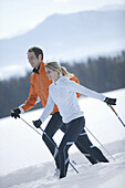 Young couple, Nordic Walking