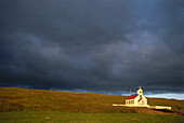 Kirche und Friedhof, Stadur, Nordwesten von Island, Island