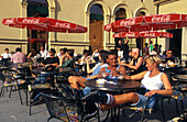 Inline Skater, Café Luigi Tambosi at the Hofgarten, Leopoldstrasse, Munich, Bavaria, Deutschland
