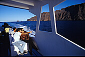 Fährschiff zur Insel la Graciosa, La Graciosa, Kanarische Inseln, Spanien, vor Lanzarote