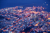 Blick über Kapstadt bei Nacht, Kapstadt, Südafrika, Afrika