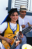 Folkloremusik, Fest der Mandelbluete, Tejeda, Gran Canaria Kanarische Inseln, Spanien