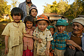 Portrait country children, with old man, Myanmar