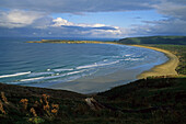 Tautuku Beach, Catlins, View, sweeping deserted beach, remote southeast, of South Island