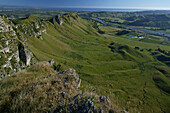Blick vom Te Mata Gipfel ins Tukituki im Sonnenlicht, Hawkes Bay, Nordinsel, Neuseeland, Ozeanien