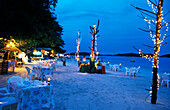 Lightend restaurants on the beach at Chaweng, Ko Samui, Surat Thani Thailand