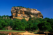 View at the monolith Sigiriya under blue sky, Sri Lanka, Asia