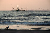 Shrimp boat at Sunset, North Sea, Germamy