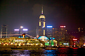 City lights of Hong Kong, Star Ferry, Skyline of Hong Kong Insel Hongkong, China