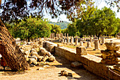 Gymnasion in Olympia, a training facility for competitors in public games, Peloponnese, Greece