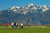 Nordic Walking in Upper Bavaria, Germany, Nordic Walking im Alpenvorland, Oberbayern, Deutschland Nordic Walking in Upper Bavaria