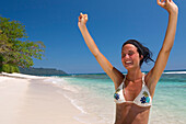Girl on beach, Havelock Island, Andaman Islands, Andamanes, India