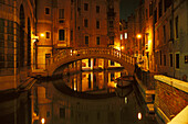 Night Ambience, Canal and Bridge, Venice Italy