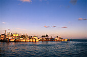 Deep sea fishing boats in the evening sun, Isla Morada, Florida Keys, USA, America