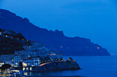 The coastal town in the evening, Amalfi, Amalfitana, Campania, Italy, Europe