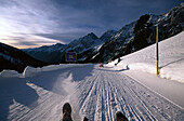 Sledging from Staller Sattel, Antholz, South Tyrol Italy