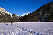 Cross-country Skiing at Lake of Antholz, Antholz, South Tyrol Italy