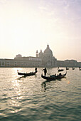 Gondeln vor Santa Maria della Salute, Canale Grande, Venedig, Italien