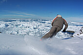 Eine Person beim Skifahren, Skiing, Ilulissat, Grönland