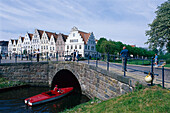 Canal, Old Town, Friedrichstadt Schleswig-Holstein, Germany