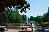 Kurpark with lake, Wiesbaden, Hesse, Germany