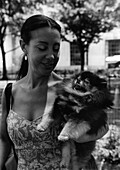 Woman with dog, Battery Park, Manhattan, New York, USA