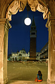Mark's square in Venice, Italy, evening, night