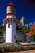 Leuchtturm, Hotel Château Frontenac, Basse-Ville, Quebec City, Quebec, Kanada, Nordamerika, Amerika