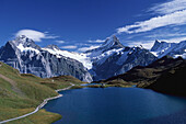 Alpine lake, Bachalpsee near Grindelwald, Wetterhorn, Schreckhorn, Bernese Oberland, Switzerland
