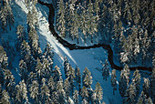 Aerial view of winter landscape, Harz, Lower Saxony, Germany