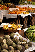 Market stand with fruits, Mercado dos Lavradores, Funchal, Madeira, Portugal