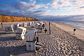 View over beach with beach chairs, Kampen, Sylt Island, North Frisian Island, Germany