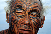 Tattoo, Face, Rangiroa, Tuamotu Islands French Polynesia, South Pacific