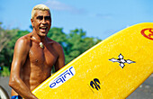 Surfer, Surfboard, Tahiti, Windward Islands French Polynesia, South Pacific
