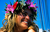 Girl, Face, Bora Bora, Windward Islands French Polynesia, South Pacific