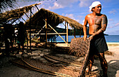 House building, Huahine, Windward Islands French Polynesia, South Pacific