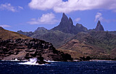 Bay, Peaks, Ua Pou, Marquesas French Polynesia, South Pacific