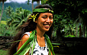 Young woman, Hatiheu, Nuku Hiva, Marquesas, French Polynesia, South Pacific