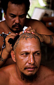Tattoo on Head, Taipivai, Nuku Hiva, Marquesas French Polynesia, South Pacific