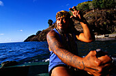 Talking Warrior, Hatiheu, Nuku HIva, Marquesas French Polynesia, South Pacific