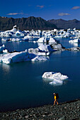 Wandern am, Jökulsarlon Gletscher Island