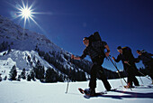 Tour mit Schneeschuhen beim Nebelhorn, Allgäuer Alpen, Bayern, Deutschland