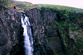 Wanderer, Wasserfall, Island