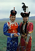Traditional costumes, Gobi desert, Mongolia Asia
