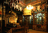 Interior view of Gandan Chiid monastery, throne room, Ulan Bator, Mongolia, Asia