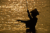 Angler at sunset, Bali-Lombok, Indonesia Asia