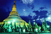 Shwedagon Pagoda at night, Rangoon, Myanmar Asia