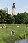 People in Clara Zetkin Park, Summertime, Leipzig, Saxony, Germany