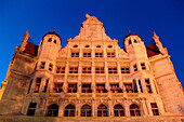 The new city hall in the evening light, Leipzig, Saxony, Germany, Europe