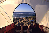 Beach Camping in Hawaii, Barking Sands Beach, Polihale State Park, Kauai, Hawaii, USA